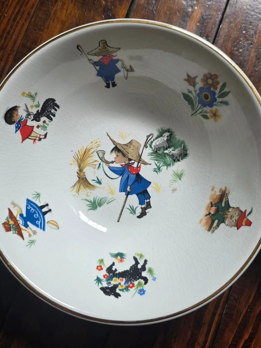 Vintage 1960s ARKLOW IRELAND IRONSTONE Children's NURSERY RHYME BOWLS